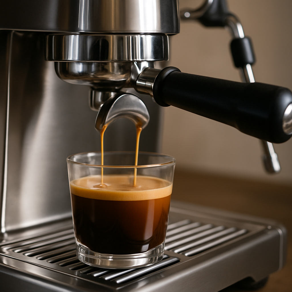 Espresso machine pulling a shot